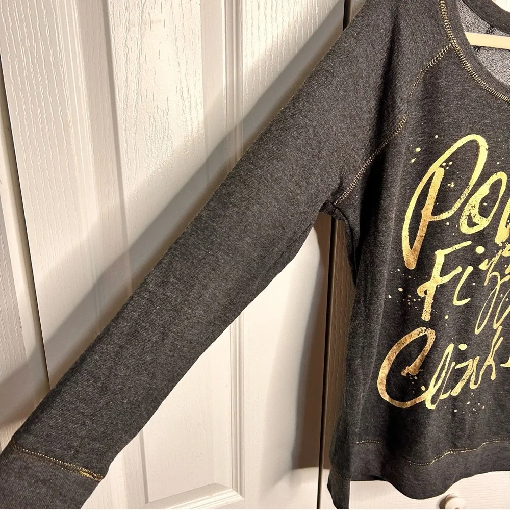 Maurices Charcoal Gray Metallic Foil Long Sleeve Sweatshirt Pop Fizz Clink 0X - Picture 5 of 8
